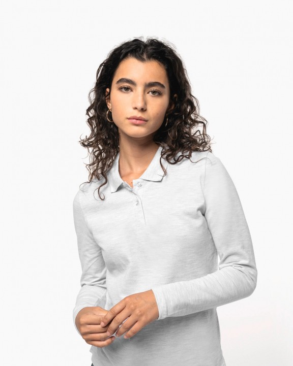 KARIBAN Damen Piqué Poloshirt Langarm Poloshirt personalisierbar