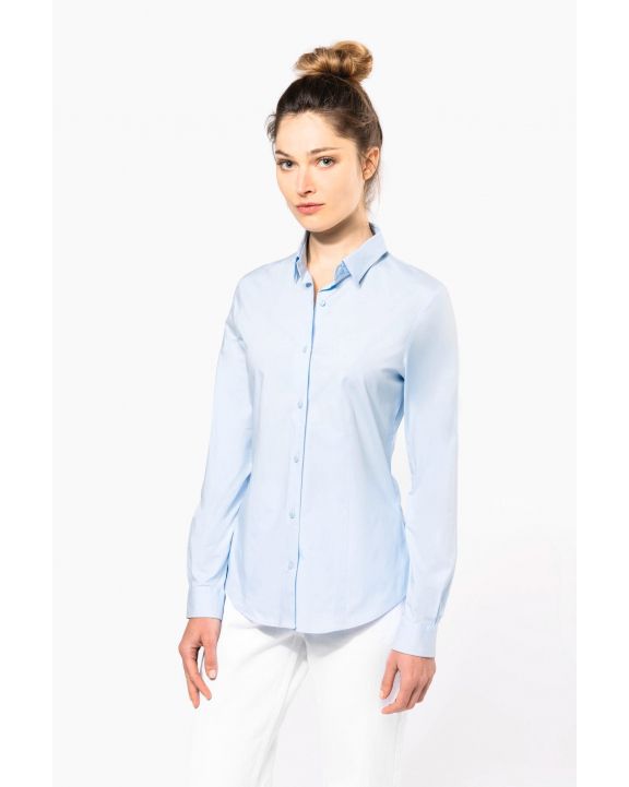 Perforeren toespraak dier Hemd KARIBAN Dames stretch blouse lange mouwen K530 Bedrukken & Borduren