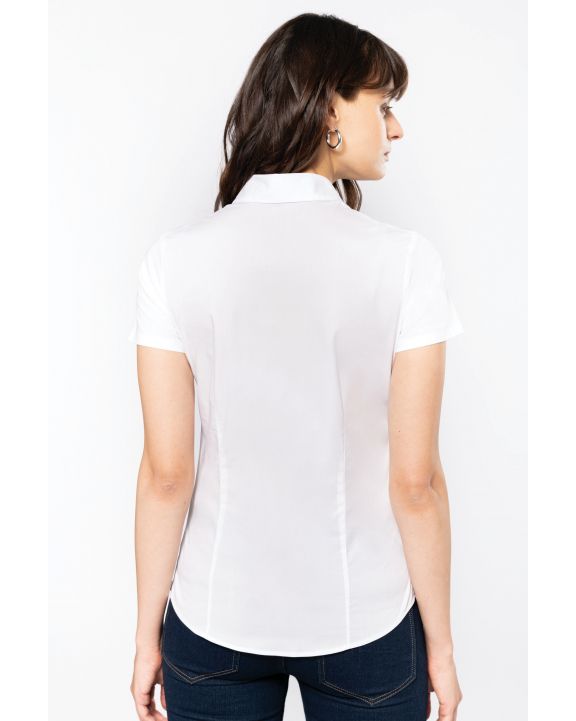 Hemd KARIBAN Dames stretch blouse korte mouwen voor bedrukking & borduring
