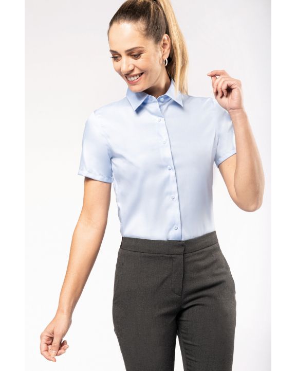 Hemd KARIBAN Dames non-iron blouse korte mouwen voor bedrukking & borduring