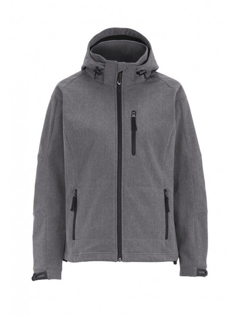 GRIZZLY VESTE SOFTSHELL TULSA FEMME dark greymelange personnalisable