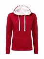 SG CLOTHING Contrast Hooded Sweatshirt Women rouge/blanc personnalisable