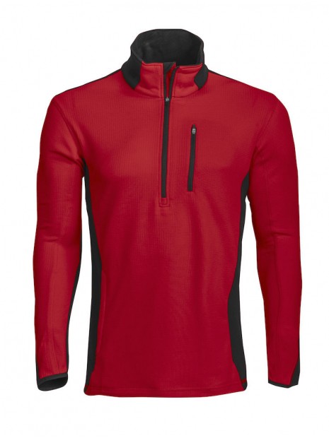 PROJOB 3306 MICROPOLAIRE TECHNIQUE 1/2 ZIP CONTRASTEE rouge personnalisable