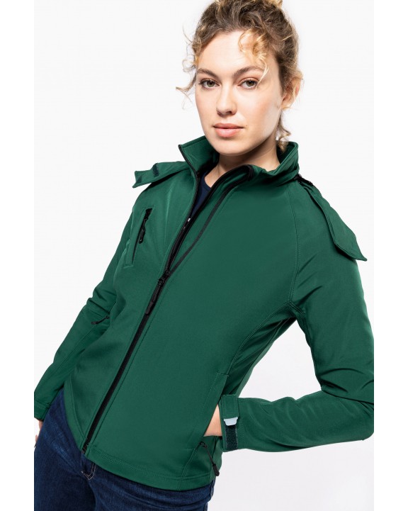 KARIBAN Damen Softshell-Jacke mit Abnehmbare Kapuze Softshell personalisierbar