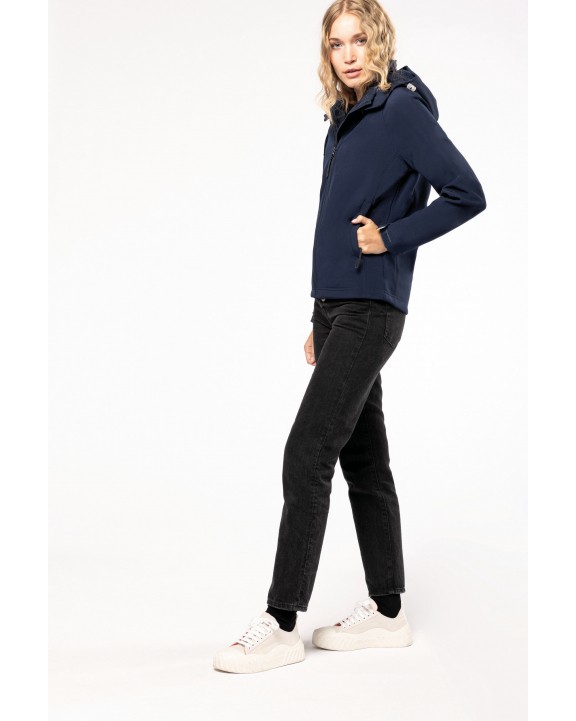 KARIBAN Damen Softshell-Jacke mit Abnehmbare Kapuze Softshell personalisierbar