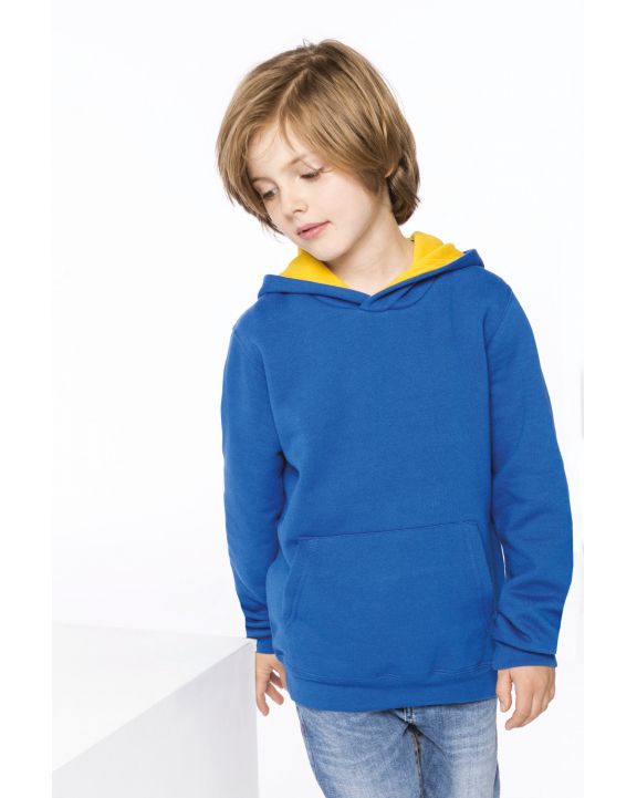 Sweater KARIBAN Kinder hooded sweater met gecontrasteerde capuchon voor bedrukking & borduring