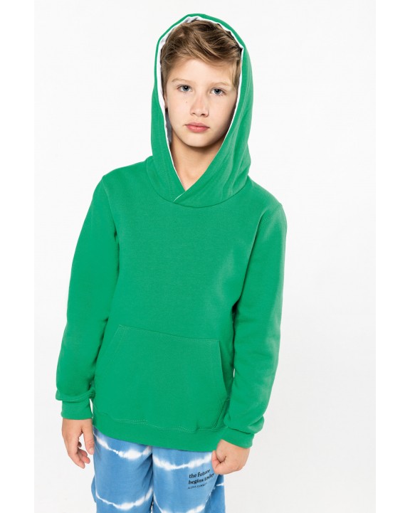 Sweater KARIBAN Kinder hooded sweater met gecontrasteerde capuchon voor bedrukking &amp; borduring