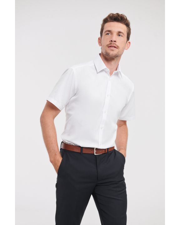 Hemd RUSSELL Men's Short Sleeve Herringbone Shirt voor bedrukking & borduring