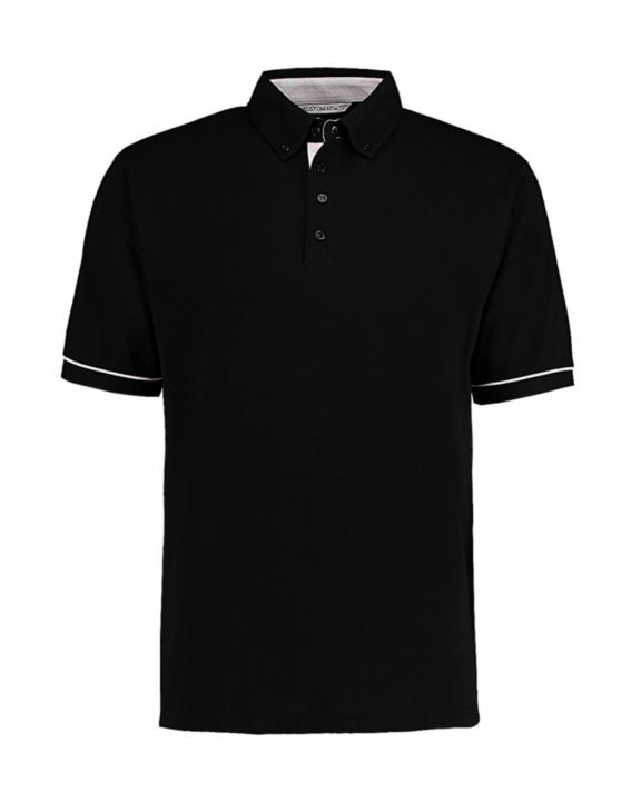Poloshirt KUSTOM KIT Classic Fit Button Down Contrast Polo Shirt personalisierbar