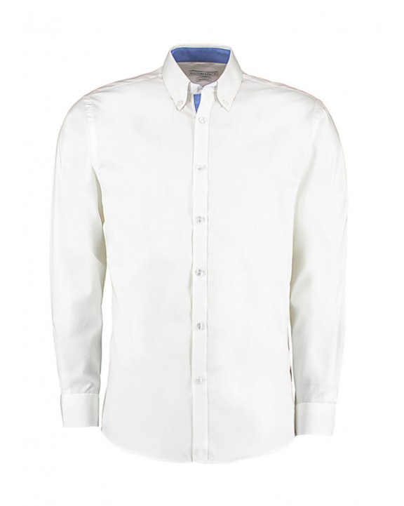 KUSTOM KIT Tailored Fit Premium Contrast Oxford Shirt Hemd personalisierbar