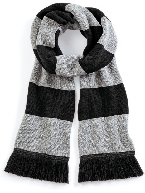 BEECHFIELD Écharpe rayée Stadium noir/heather grey personnalisable