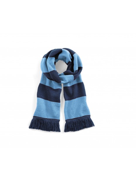 BEECHFIELD Écharpe rayée Stadium French Navy/Sky Blue personnalisable
