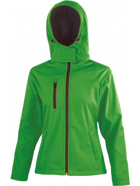 RESULT Veste Softshell Capuche Femme TX Performance VIVID GREEN/BLACK personnalisable
