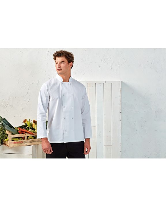 Jas PREMIER Long Sleeve Press Stud Chef's Jacket voor bedrukking & borduring
