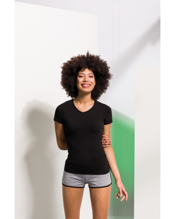 T-shirt SKINNIFIT Ladies Stretch V-neck T-shirt voor bedrukking &amp; borduring