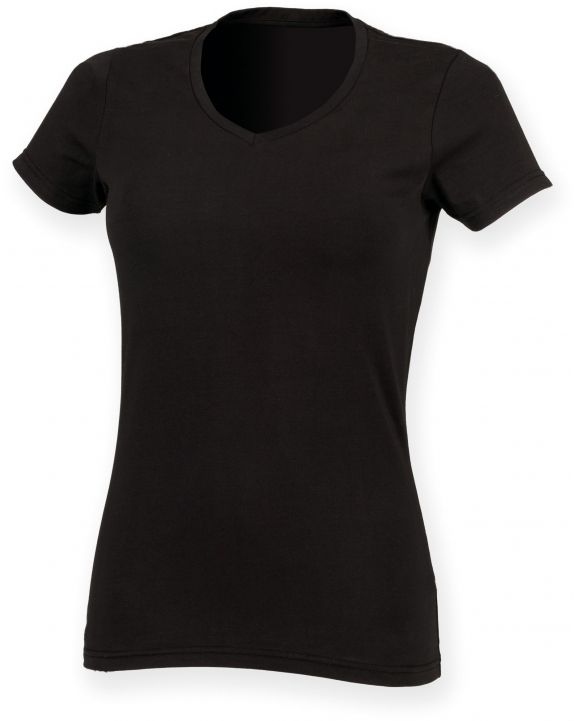 T-shirt SKINNIFIT Ladies Stretch V-neck T-shirt voor bedrukking & borduring
