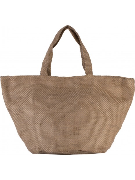 KIMOOD Sac cabas en toile de jute teint 100% naturel natural / capuccino personnalisable