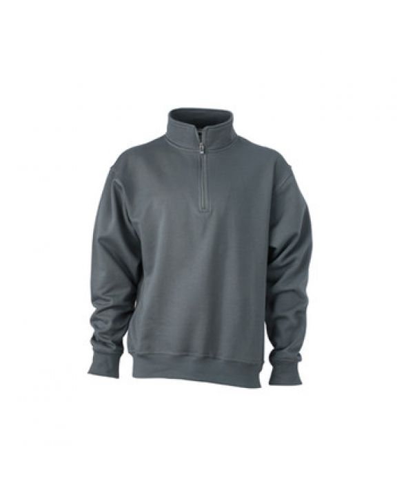 Sweater JAMES & NICHOLSON Workwear Half Zip Sweat voor bedrukking & borduring