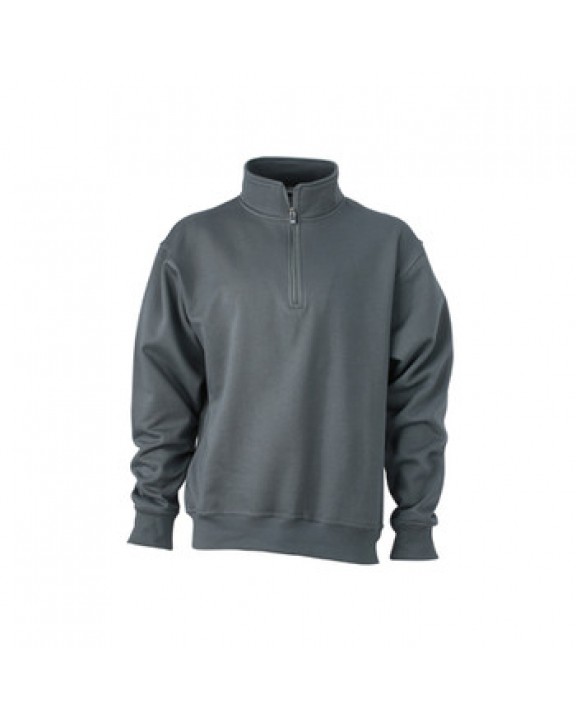 Sweater JAMES & NICHOLSON Workwear Half Zip Sweat voor bedrukking &amp; borduring