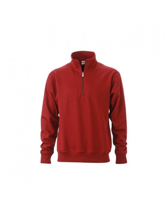 Sweater JAMES & NICHOLSON Workwear Half Zip Sweat voor bedrukking &amp; borduring