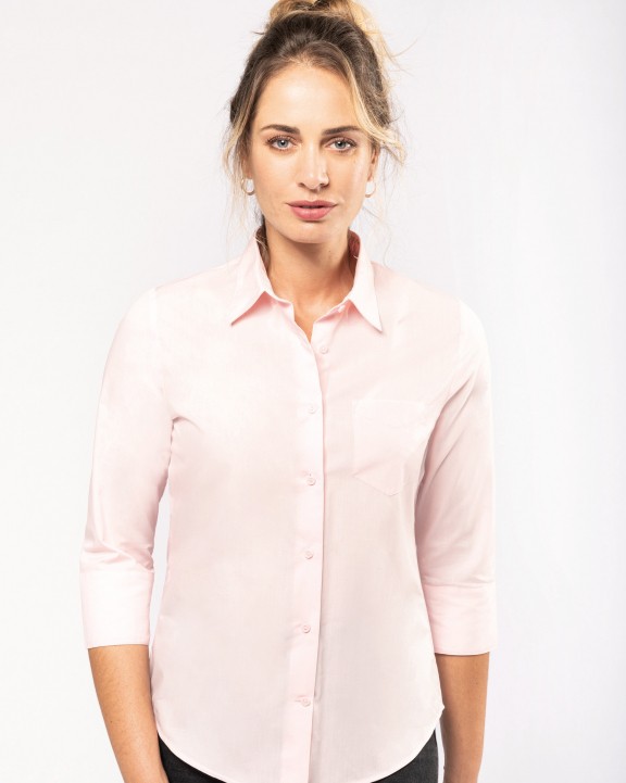 Chemise personnalisable KARIBAN Chemise popeline polycoton manches 3/4 entretien facile femme