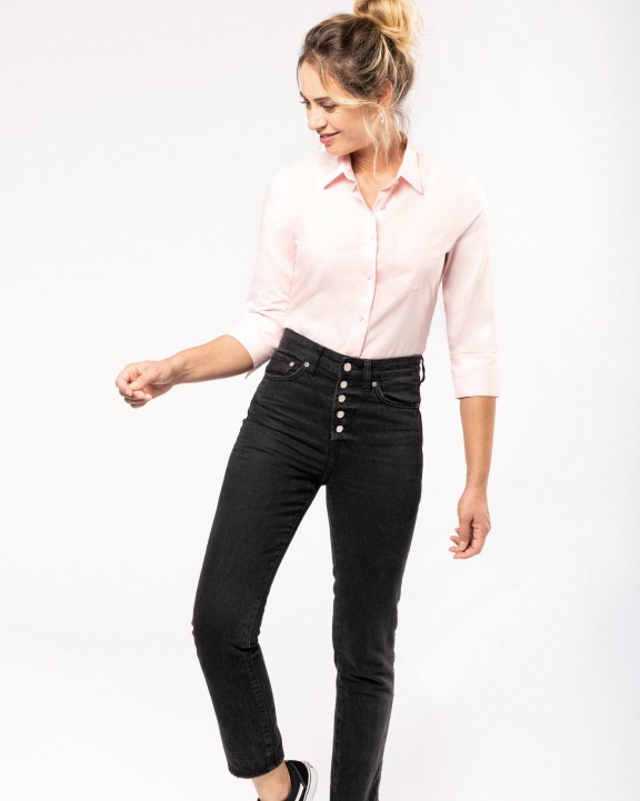 Chemise personnalisable KARIBAN Chemise popeline polycoton manches 3/4 entretien facile femme