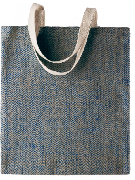 KIMOOD Sac en toile de jute teint 100% naturel natural / blue ink personnalisable