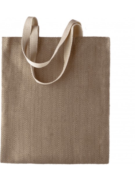 KIMOOD Sac en toile de jute teint 100% naturel natural / capuccino personnalisable
