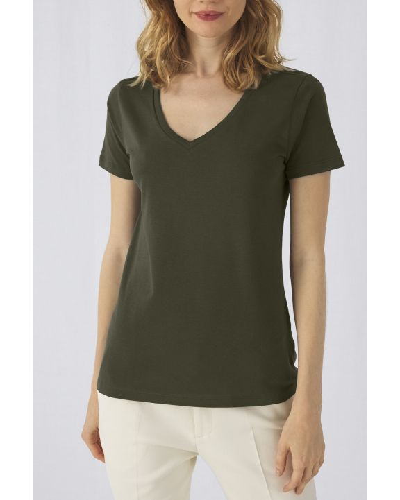 T-shirt B&C Organic Cotton Inspire V-neck T-shirt / Woman voor bedrukking & borduring