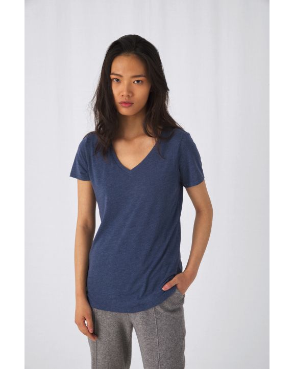 T-shirt B&C TriBlend V-neck TEE / Woman voor bedrukking & borduring