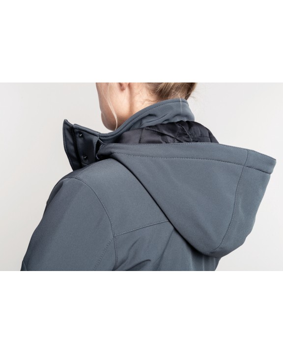 KARIBAN Damenparka Softshell wattiert mit Kapuze Softshell personalisierbar