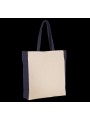 KIMOOD Sac cabas bicolore naturel/bleu marine personnalisable