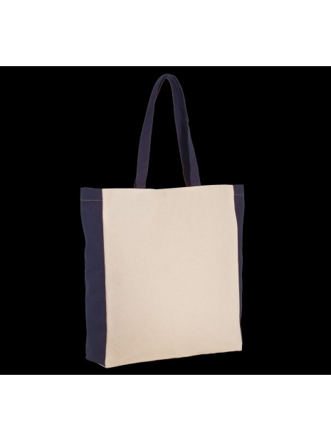 KIMOOD Sac cabas bicolore naturel/bleu marine personnalisable