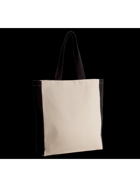 KIMOOD Sac cabas bicolore naturel/noir personnalisable