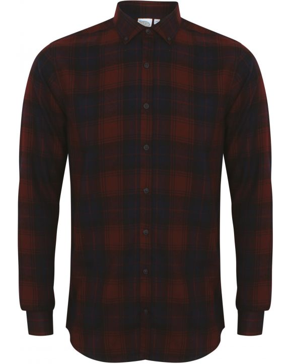 Hemd SKINNIFIT Men's Brushed back Check Casual Shirt with Button-down Collar personalisierbar