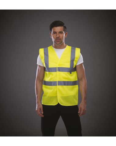 YOKO Hi-Vis recycled Open Mesh Waistcoat Warnweste personalisierbar