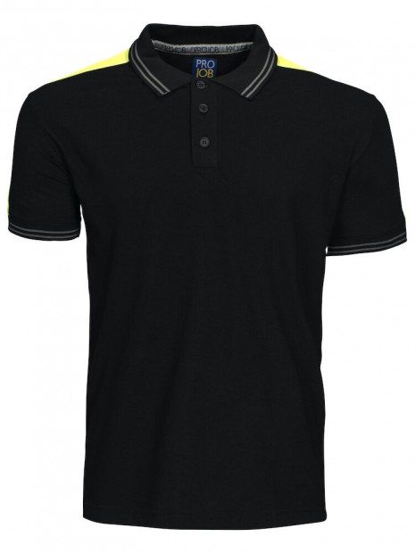 PROJOB 2018 POLO BANDES FLUO noir/jaune personnalisable