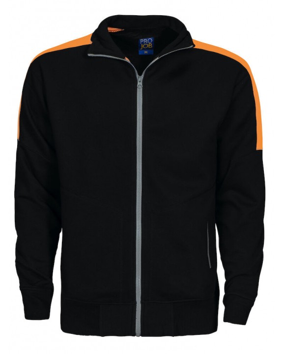 Sweater PROJOB 2123 SWEATER LANGE RITS MET FLUO INZETSTUKKEN voor bedrukking &amp; borduring