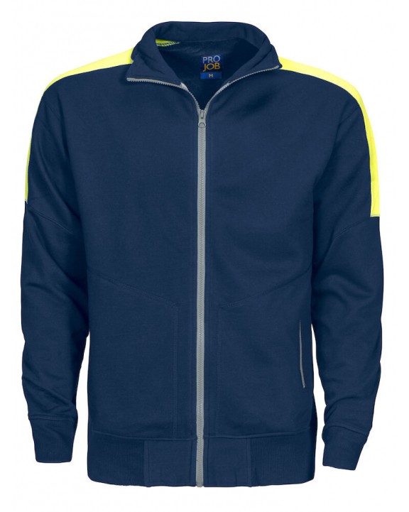 Sweat-shirt personnalisable PROJOB 2123 SWEATSHIRT FULL ZIP BANDES FLUO