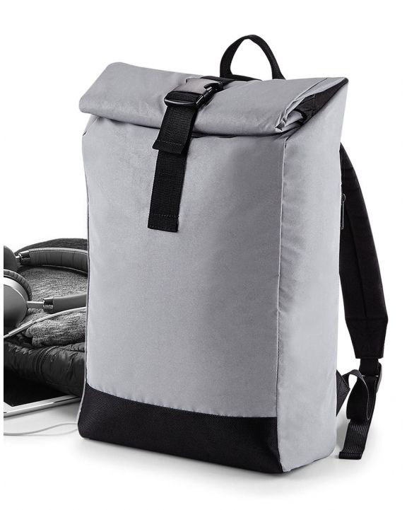 Tas & zak BAG BASE Reflective Roll-Top Backpack voor bedrukking & borduring