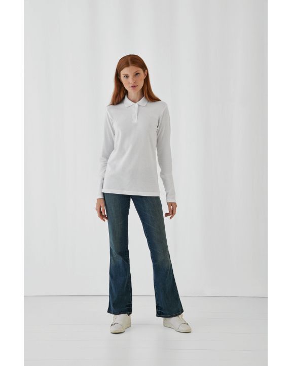 Poloshirt B&C ID.001 Ladies' long-sleeve polo shirt voor bedrukking & borduring