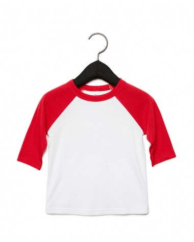 T-shirt BELLA-CANVAS Toddler 3/4 Sleeve Baseball Tee voor bedrukking &amp; borduring