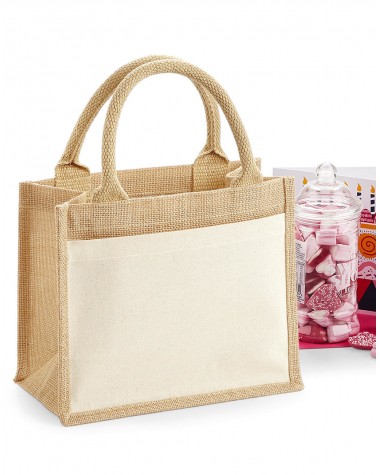 Tote bag WESTFORDMILL Cotton Pocket Jute Gift Bag voor bedrukking &amp; borduring