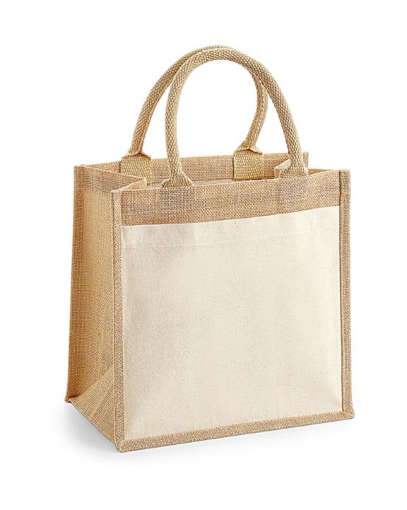 Tote bag WESTFORDMILL Cotton Pocket Jute Midi Tote voor bedrukking & borduring