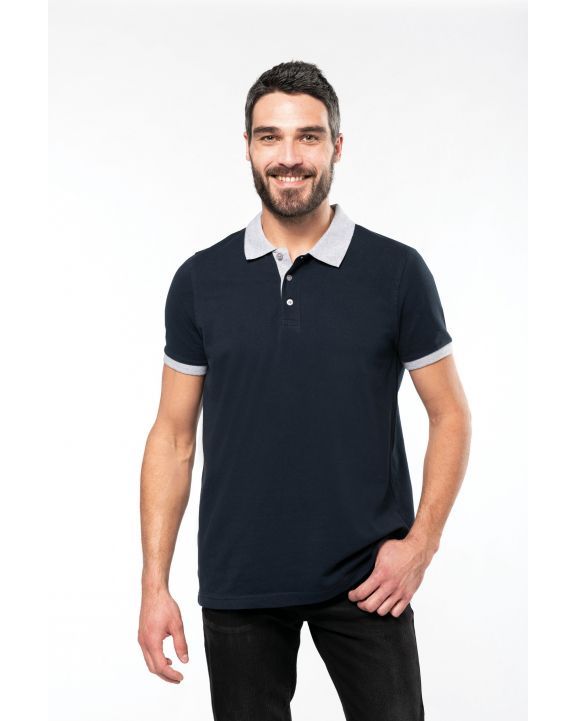 Poloshirt KARIBAN Piqué-herenpolo tweekleurig voor bedrukking & borduring