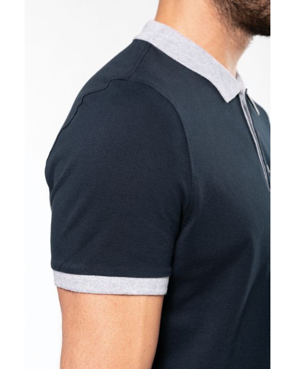 Poloshirt KARIBAN Zweifarbiges Piqué-Polohemd für Herren personalisierbar