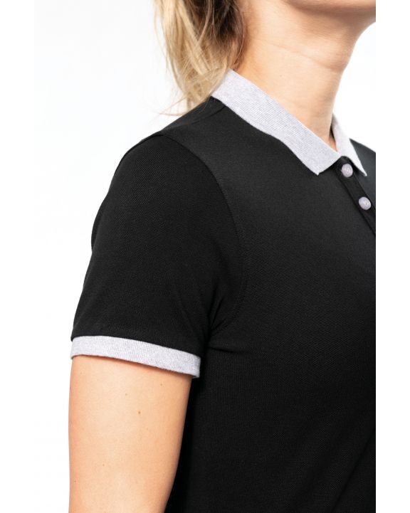Poloshirt KARIBAN Zweifarbiges Piqué-Polohemd für Damen personalisierbar