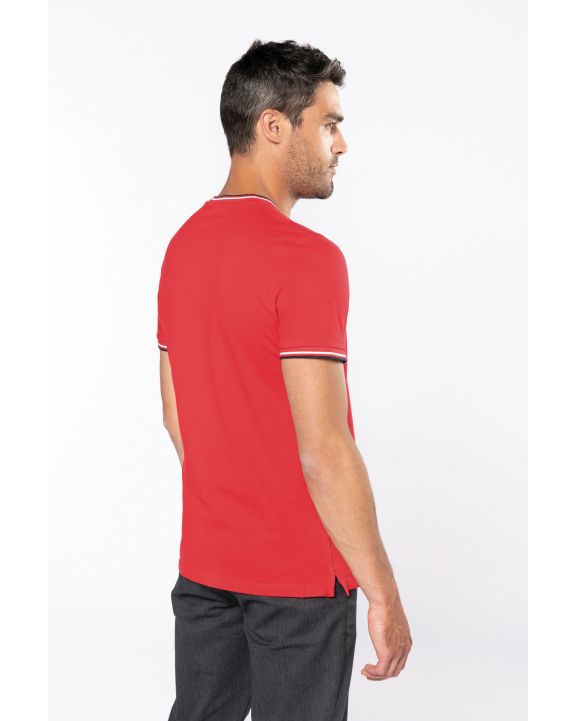 T-Shirt KARIBAN T-Shirt aus Piqué-Trikot mit V-Ausschnitt für Herren personalisierbar