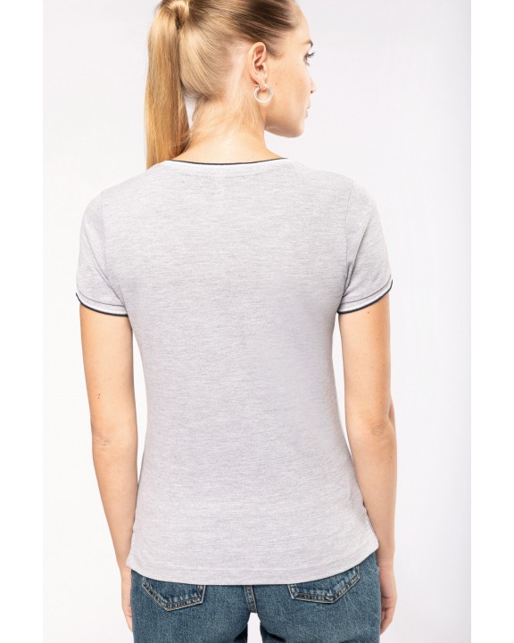 T-shirt KARIBAN Dames-t-shirt piqué V-hals voor bedrukking &amp; borduring