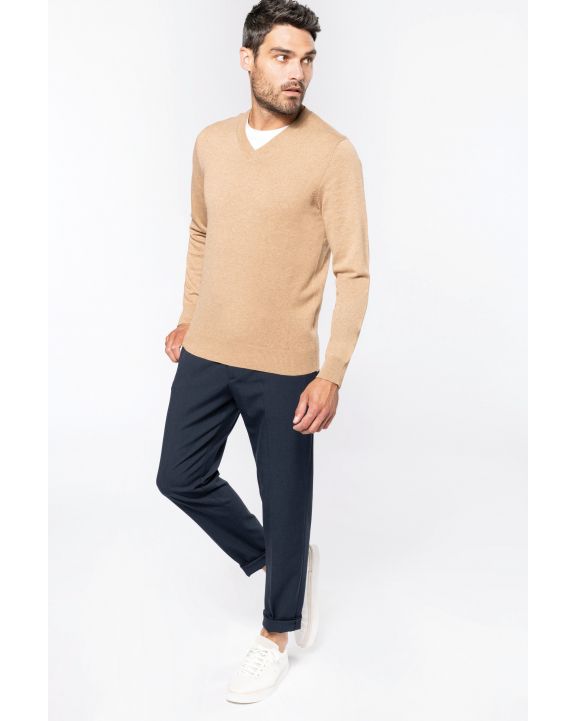 Pullover KARIBAN Premium-Pullover mit V-Ausschnitt personalisierbar